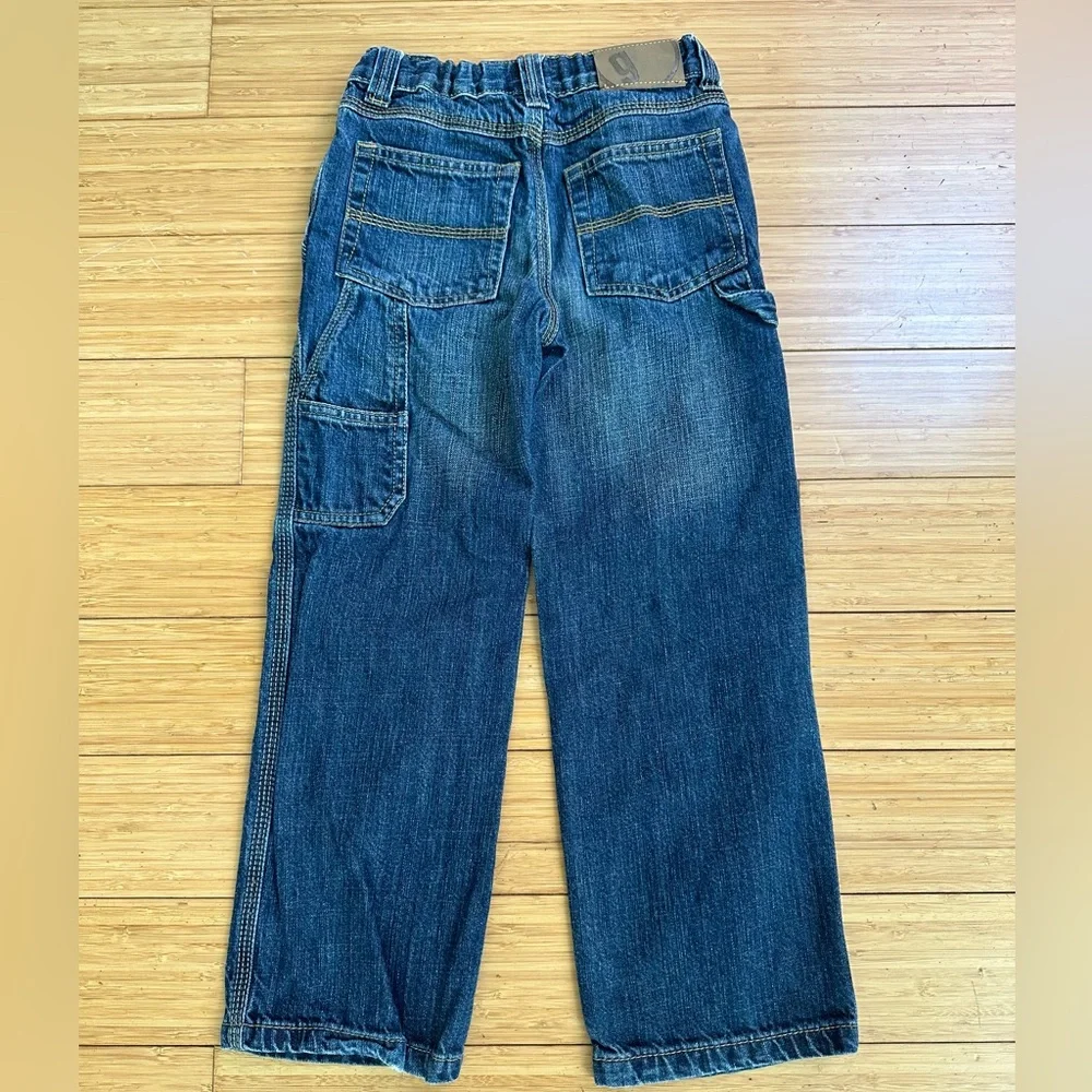 Gymboree Boys Carpenter Utility Jeans Size 6 Navy Blue Adjustable Waist